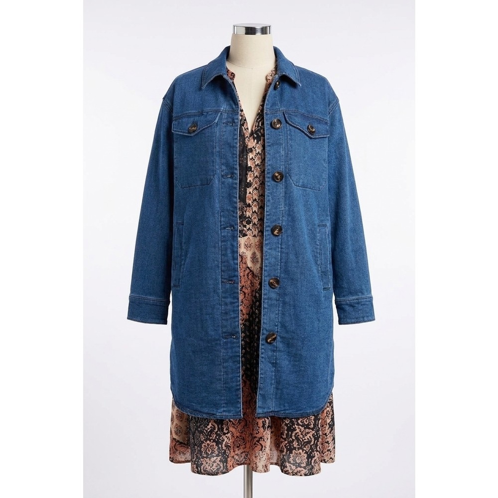 NEW TRIBAL long button down quilted jacket in bluebliss